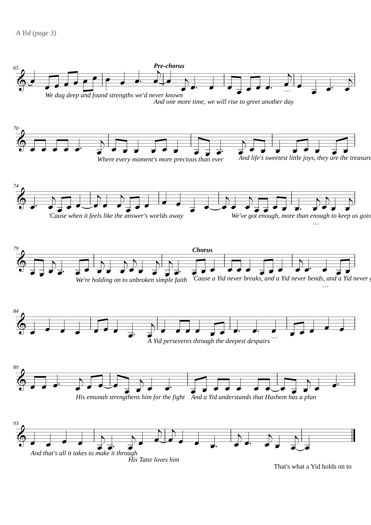 A Yid sheet music page 3