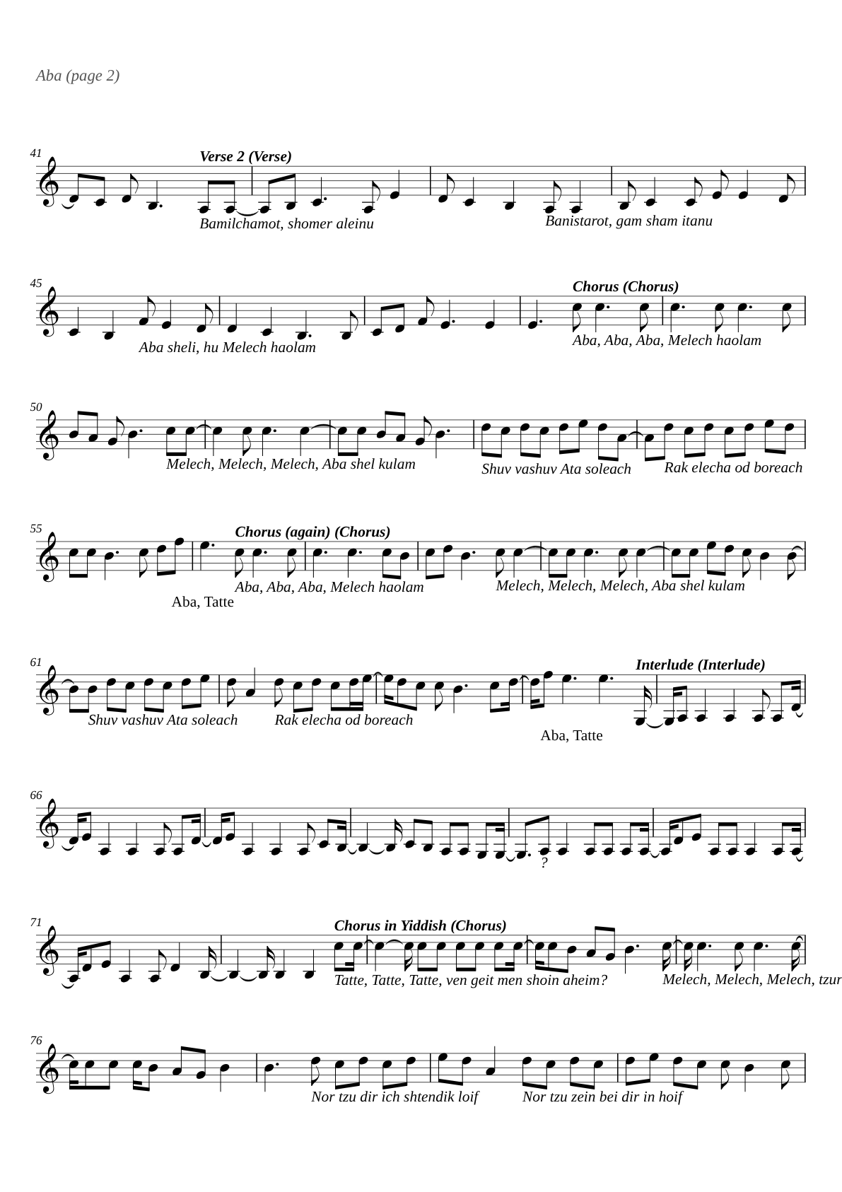 Aba sheet music page 2
