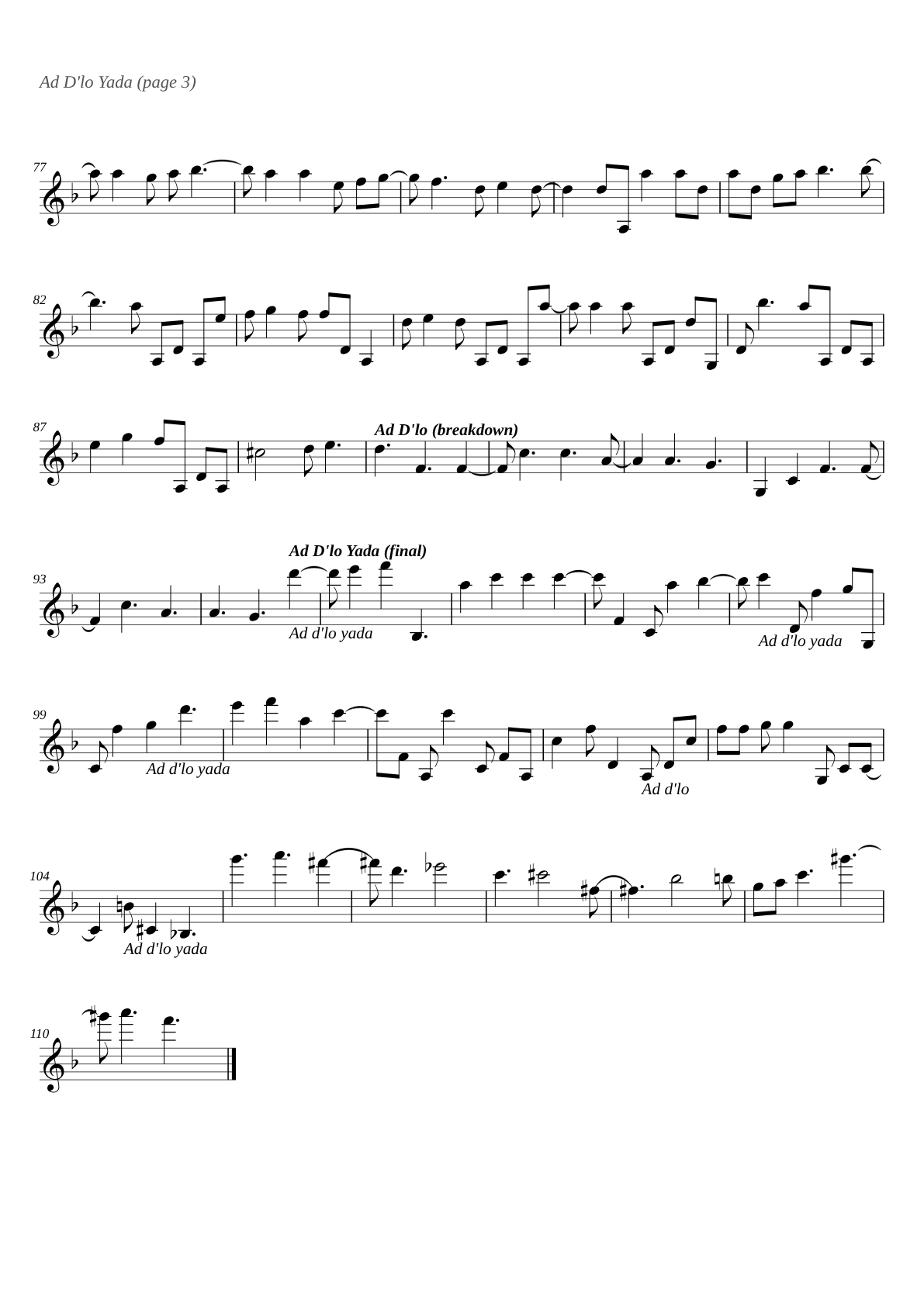 Ad D'lo Yada sheet music page 3