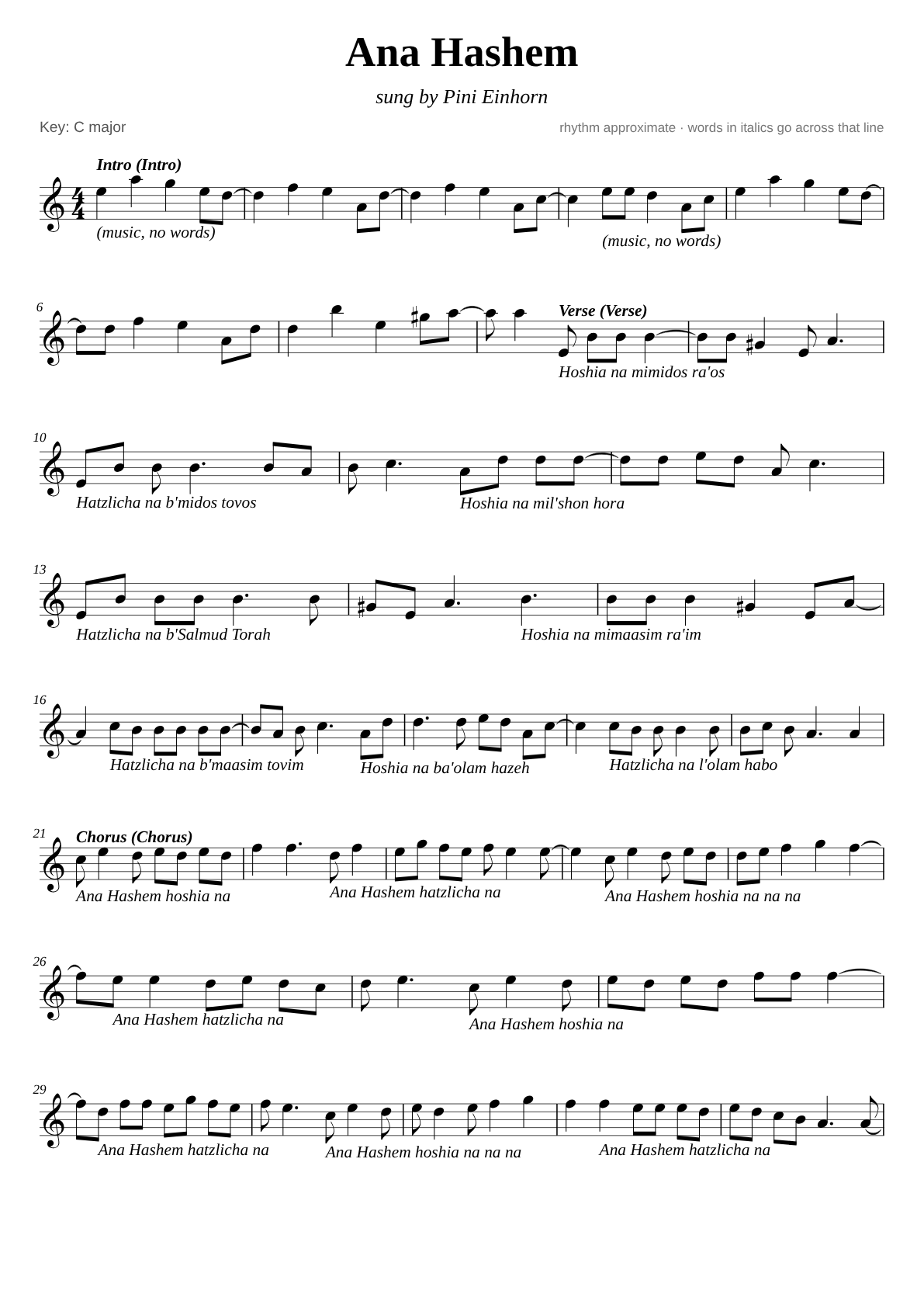 Ana Hashem sheet music page 1