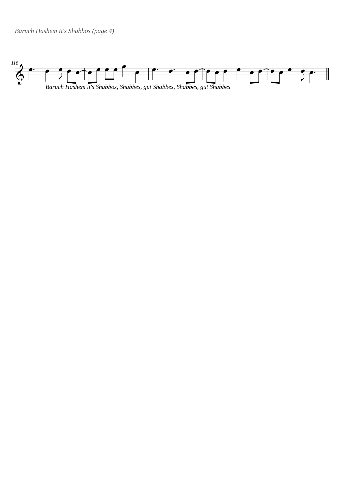 Baruch Hashem Its Shabbos sheet music page 4