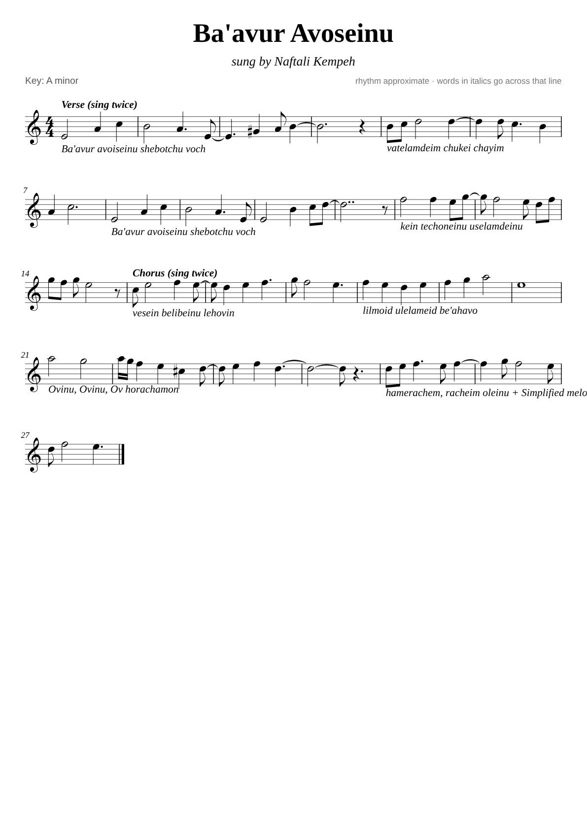 Bavur Avoseinu sheet music page 1