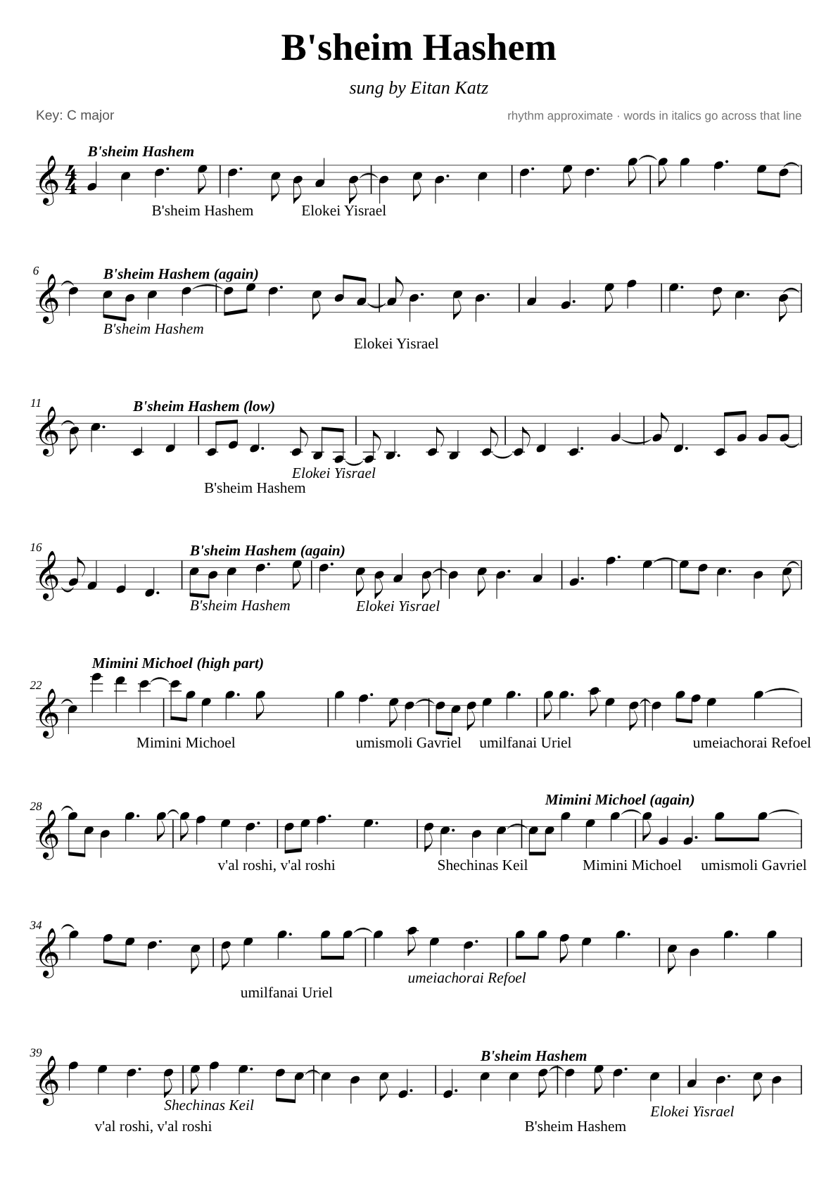 Bsheim Hashem sheet music page 1