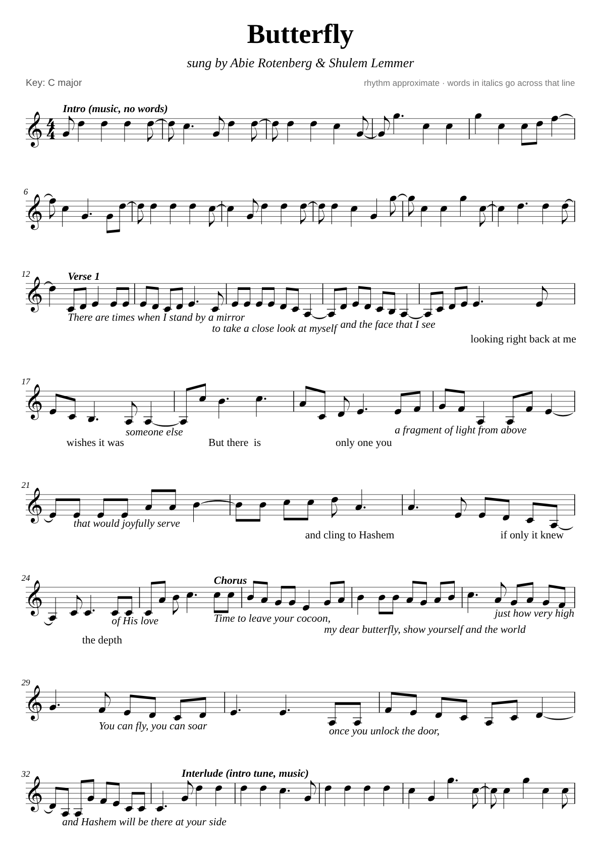 Butterfly sheet music page 1