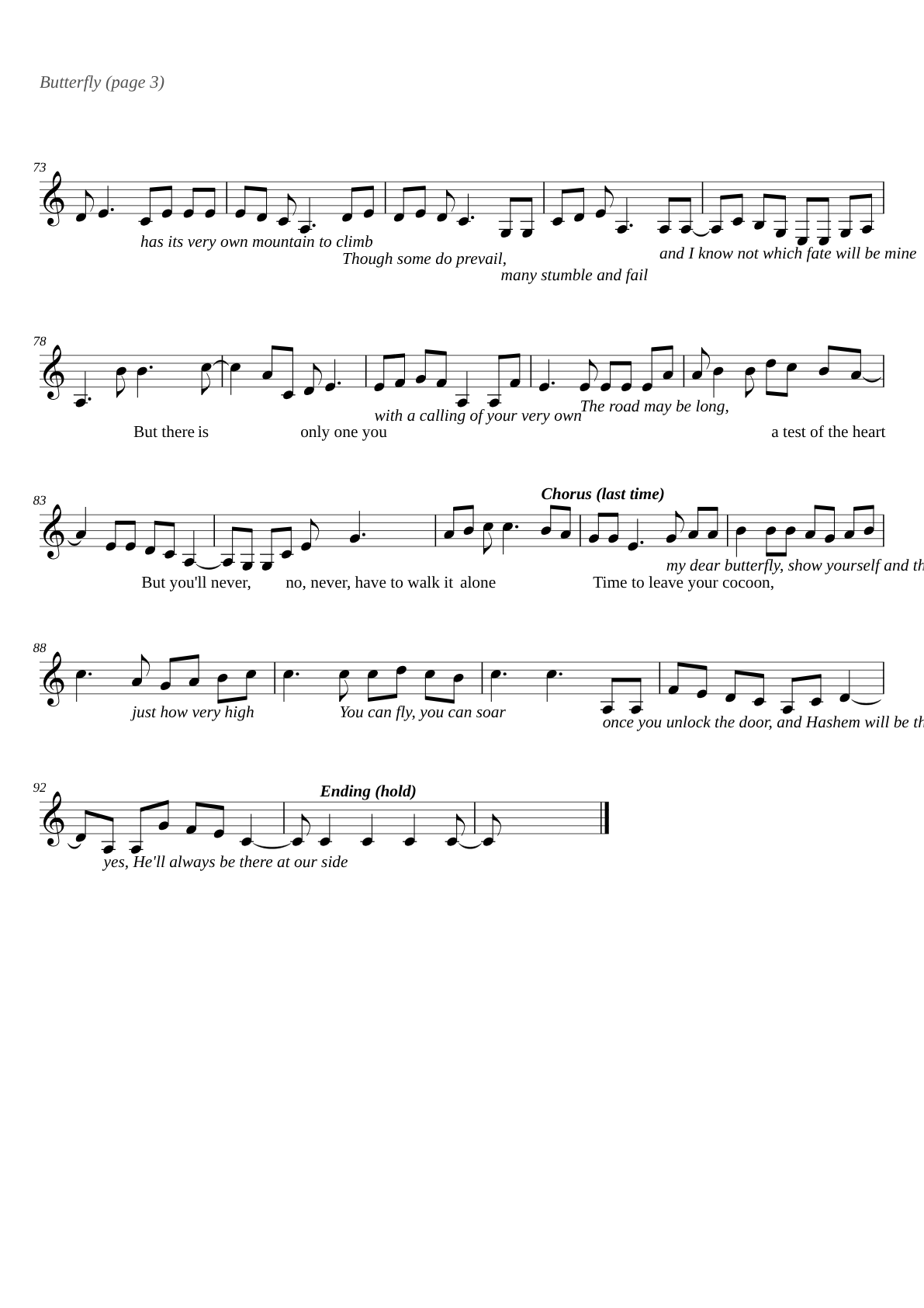 Butterfly sheet music page 3