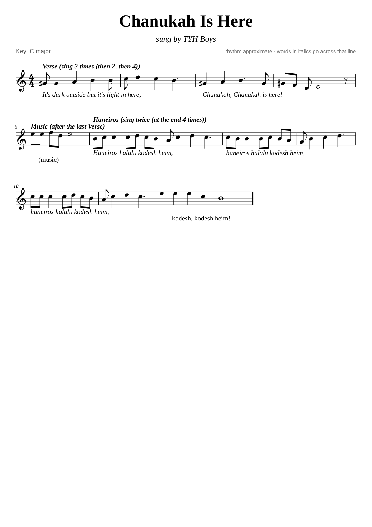 Chanukah Is Here sheet music page 1