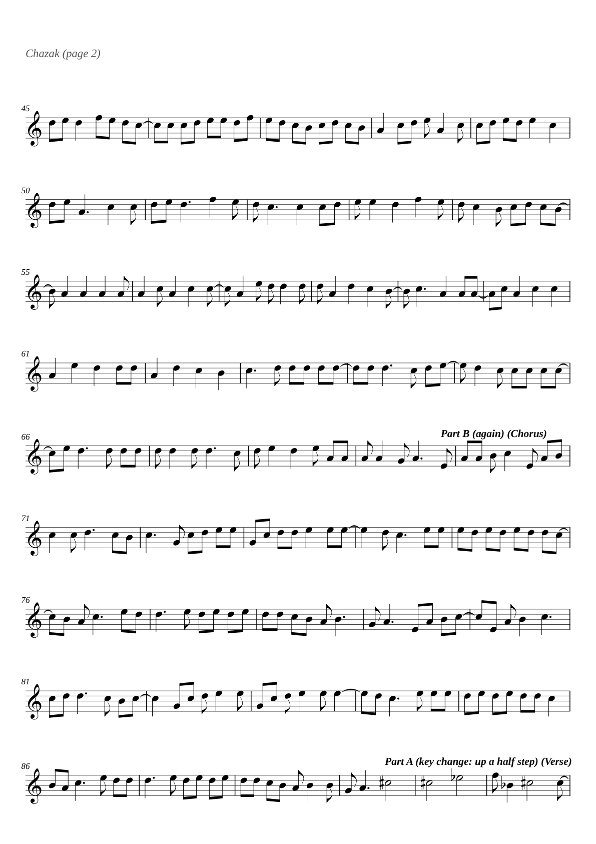 Chazak sheet music page 2
