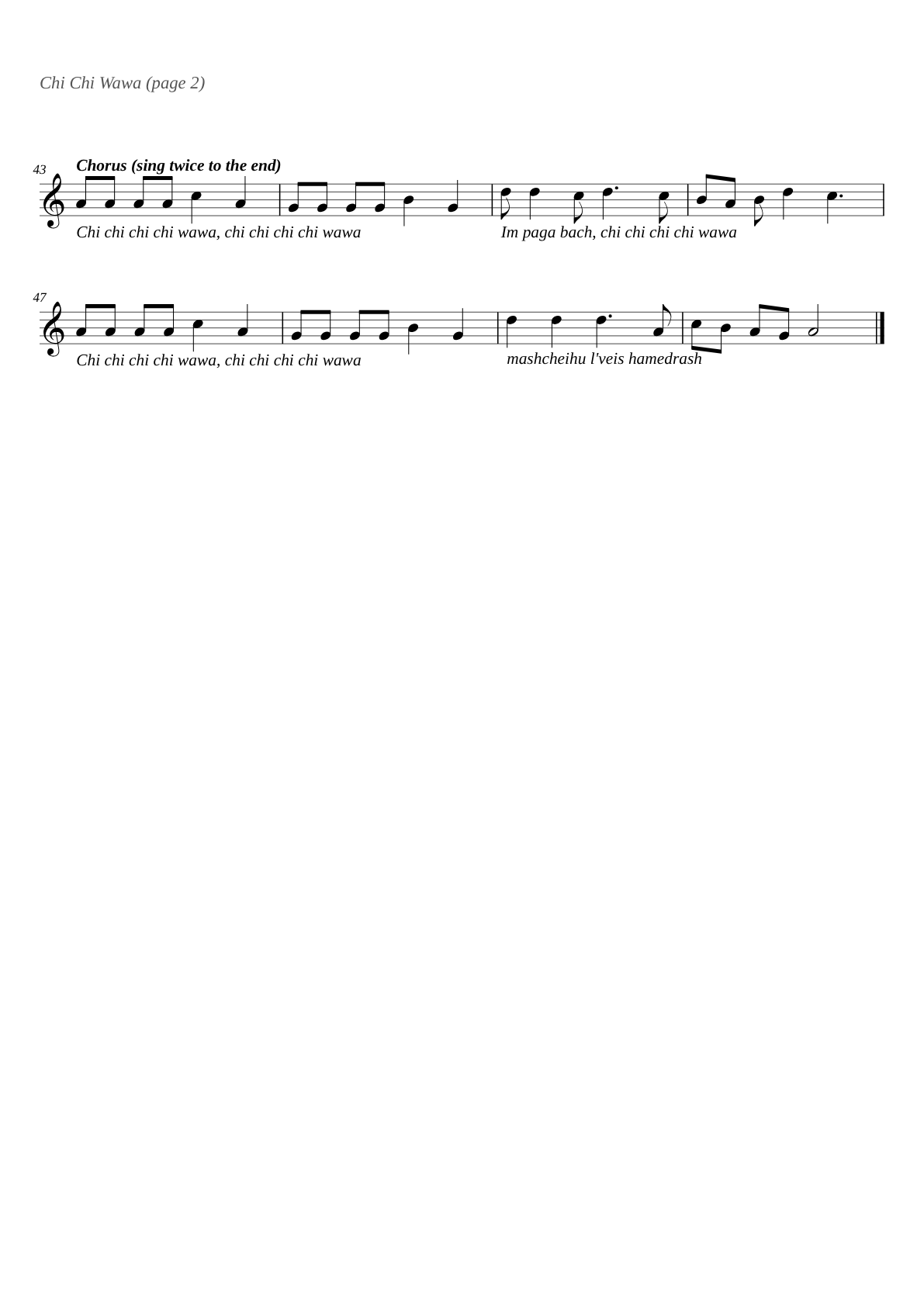 Chi Chi Wawa sheet music page 2
