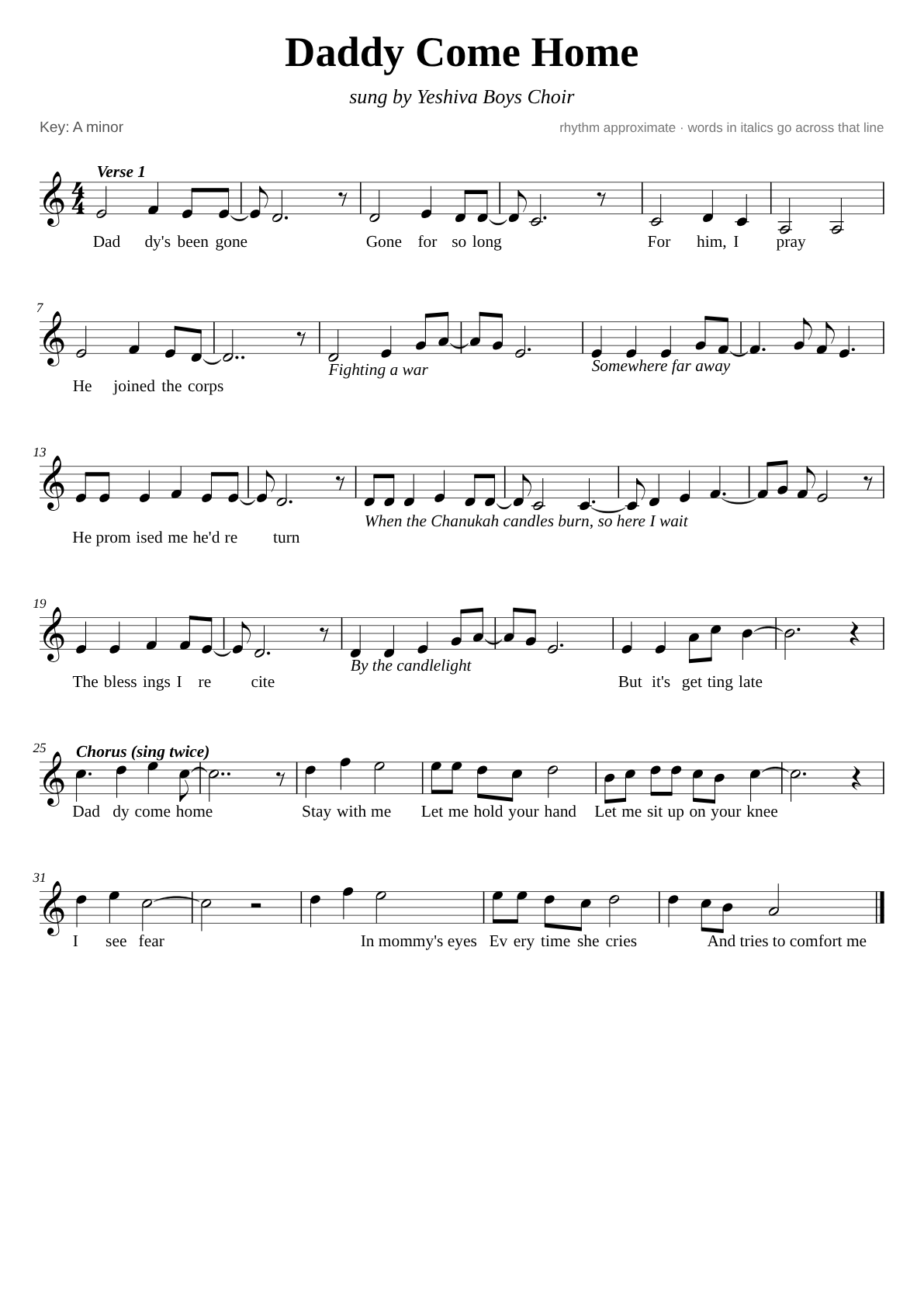 Daddy Come Home sheet music page 1