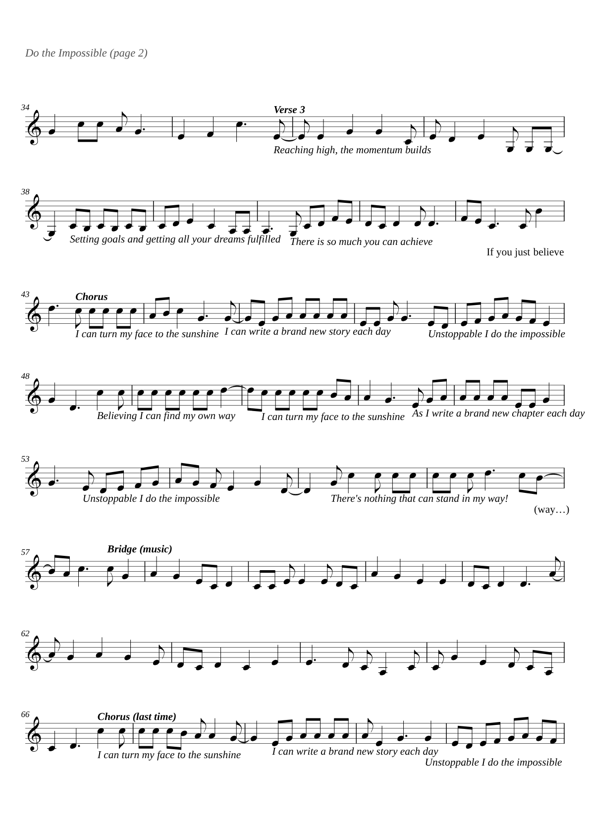 Do the Impossible sheet music page 2