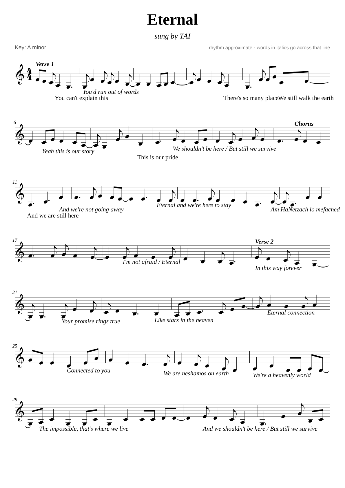 Eternal sheet music page 1