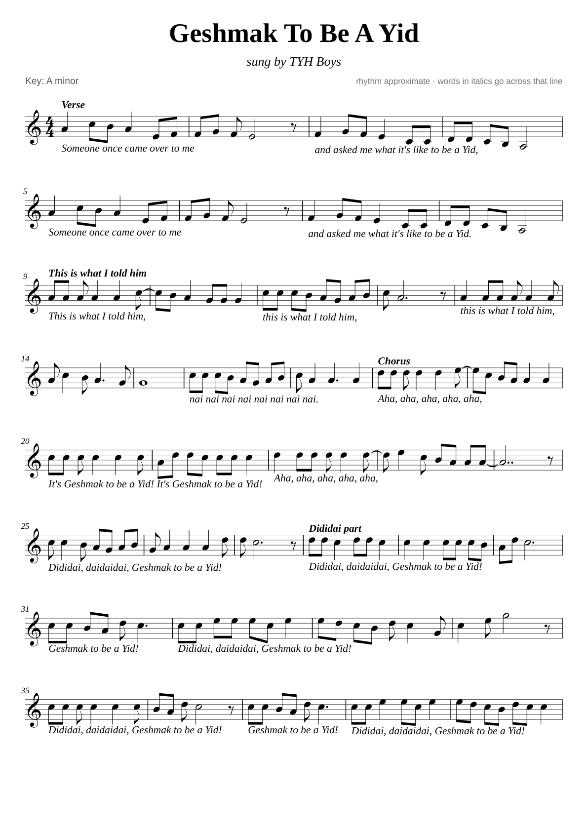 Geshmak To Be A Yid sheet music page 1