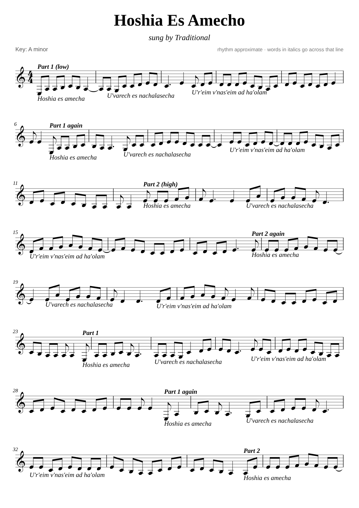 Hoshia Es Amecho sheet music page 1