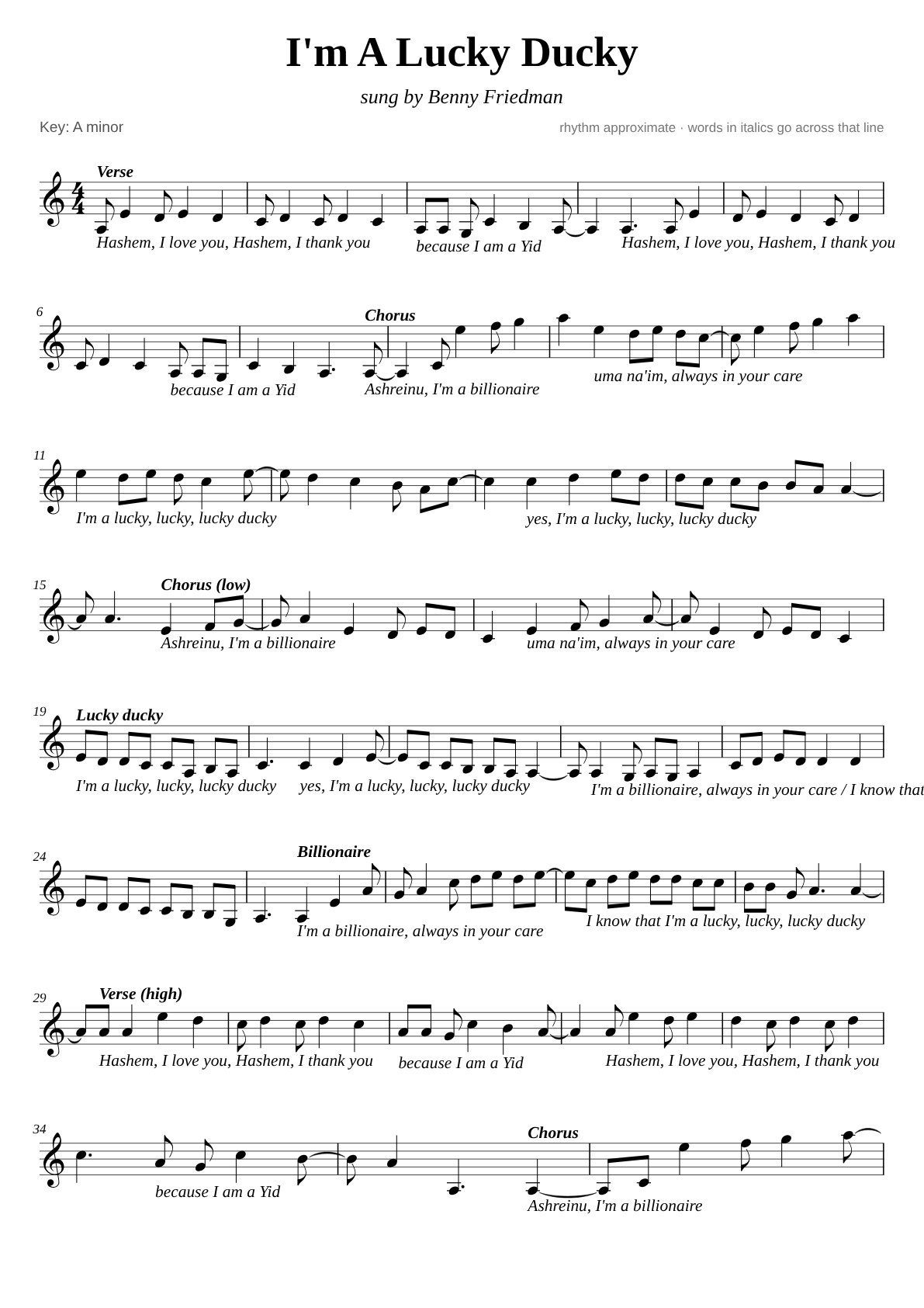 Im A Lucky Ducky sheet music page 1