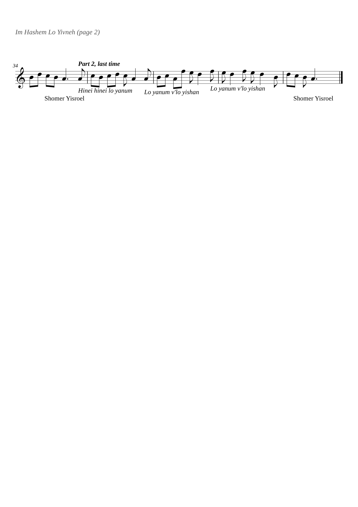 Im Hashem Lo Yivneh sheet music page 2