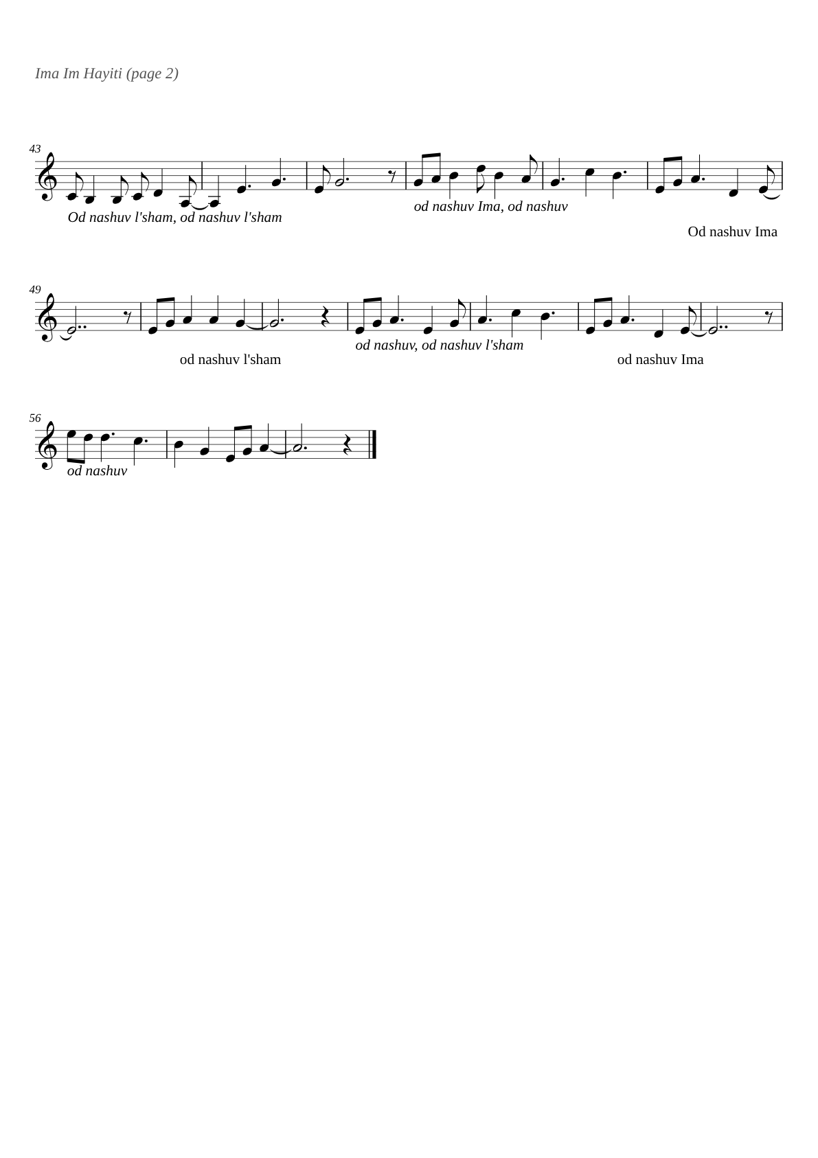 Ima Im Hayiti sheet music page 2