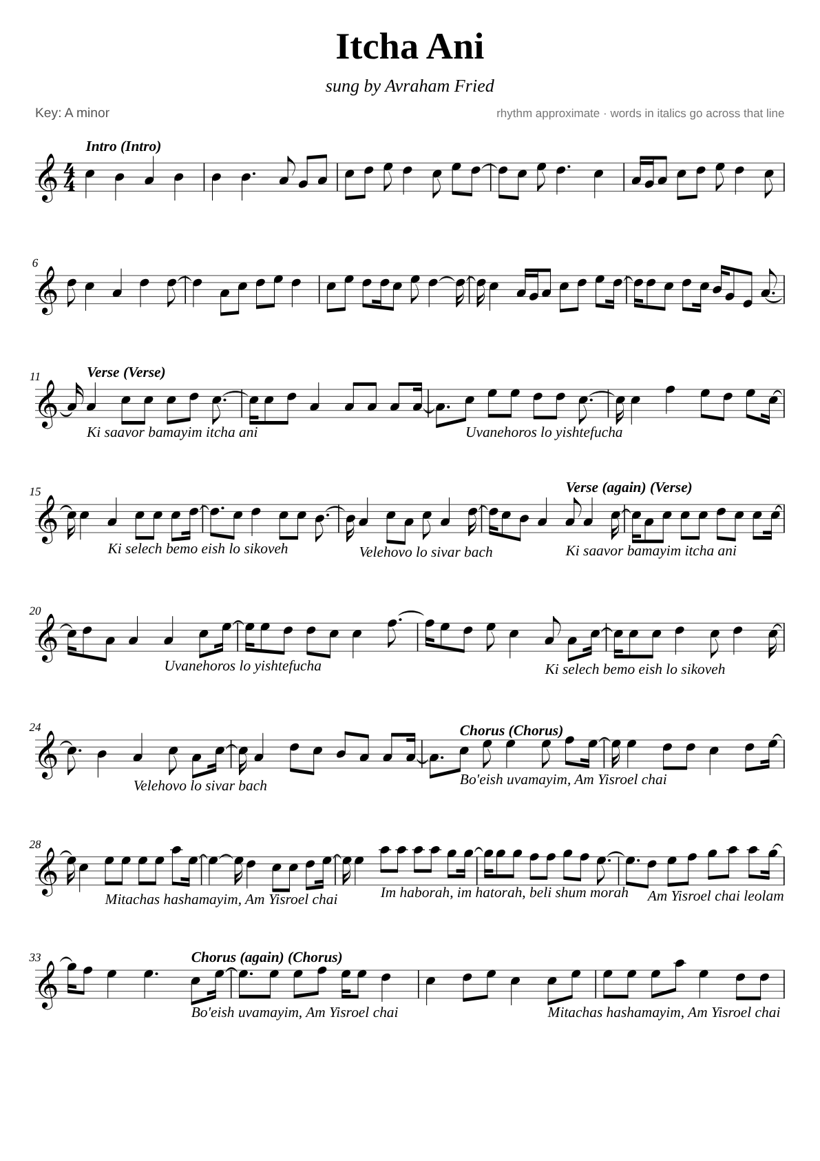Itcha Ani sheet music page 1