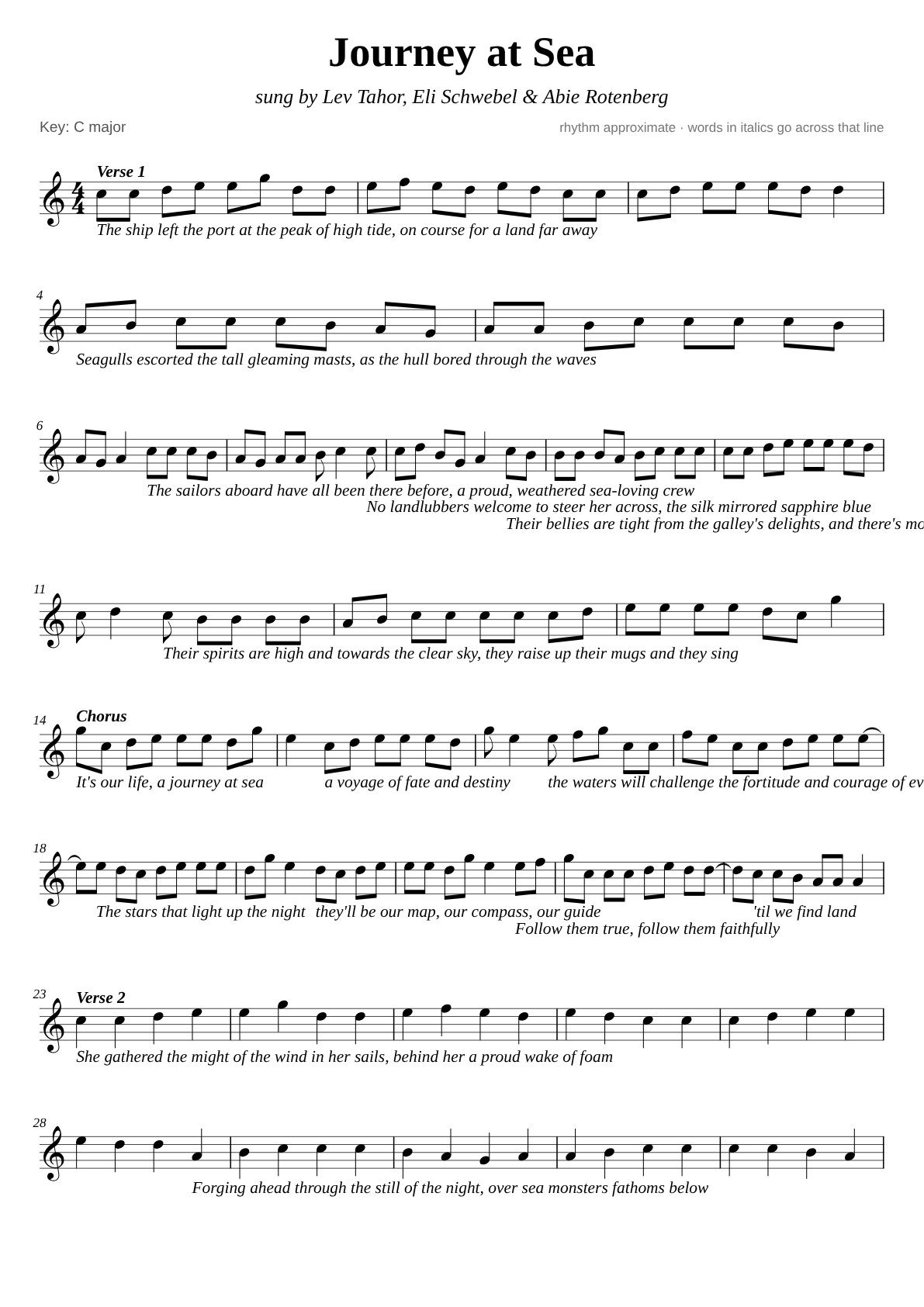 Journey at Sea sheet music page 1