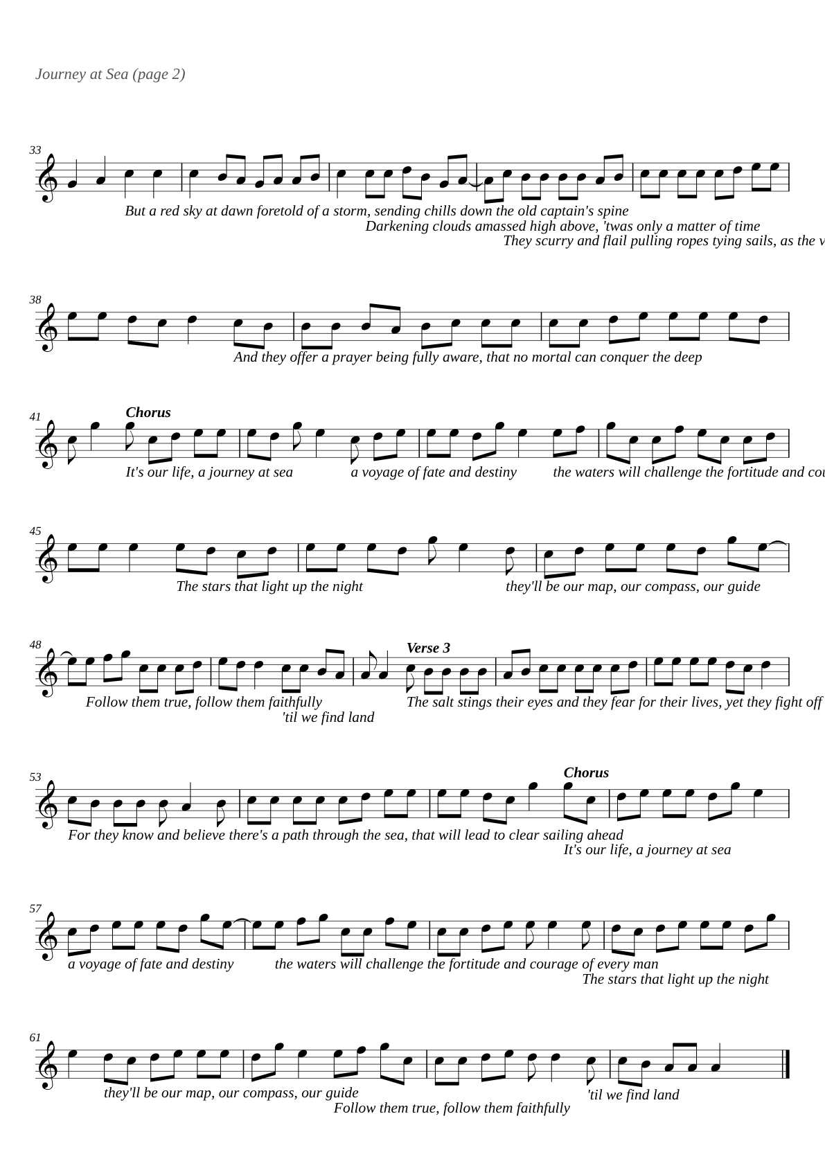 Journey at Sea sheet music page 2