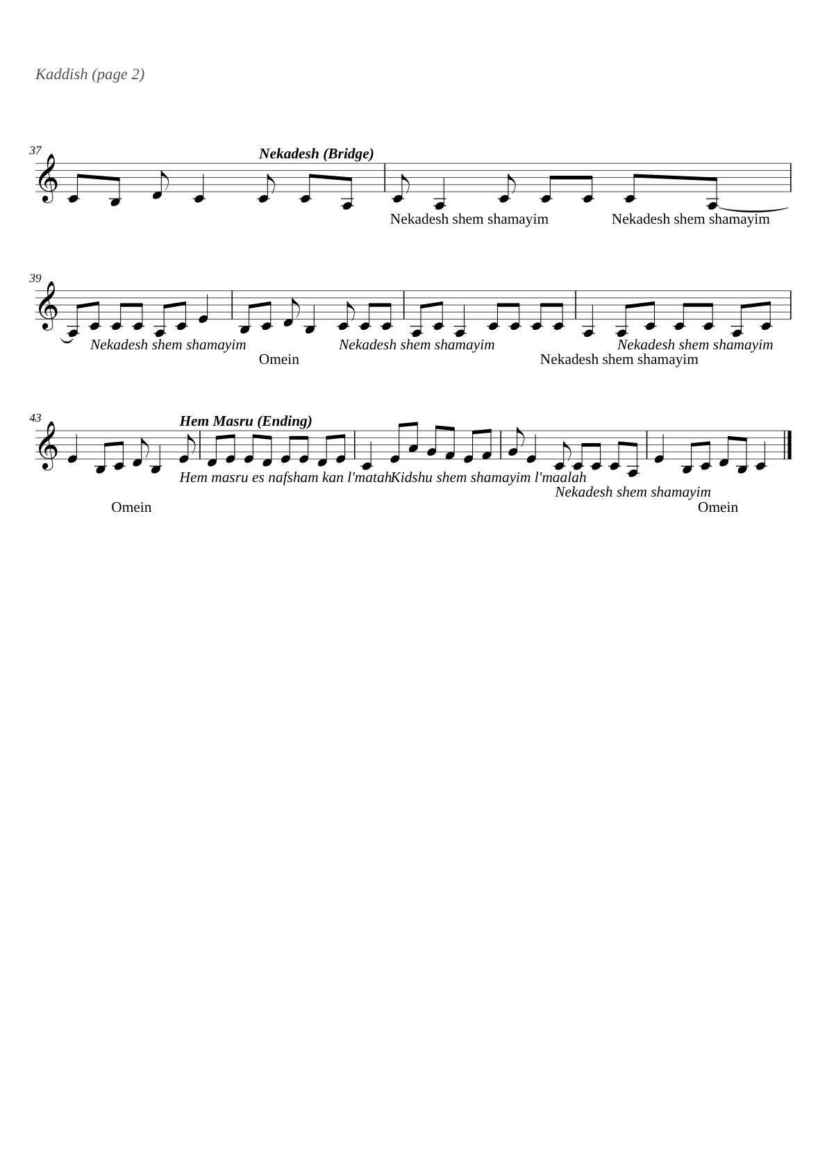 Kaddish sheet music page 2