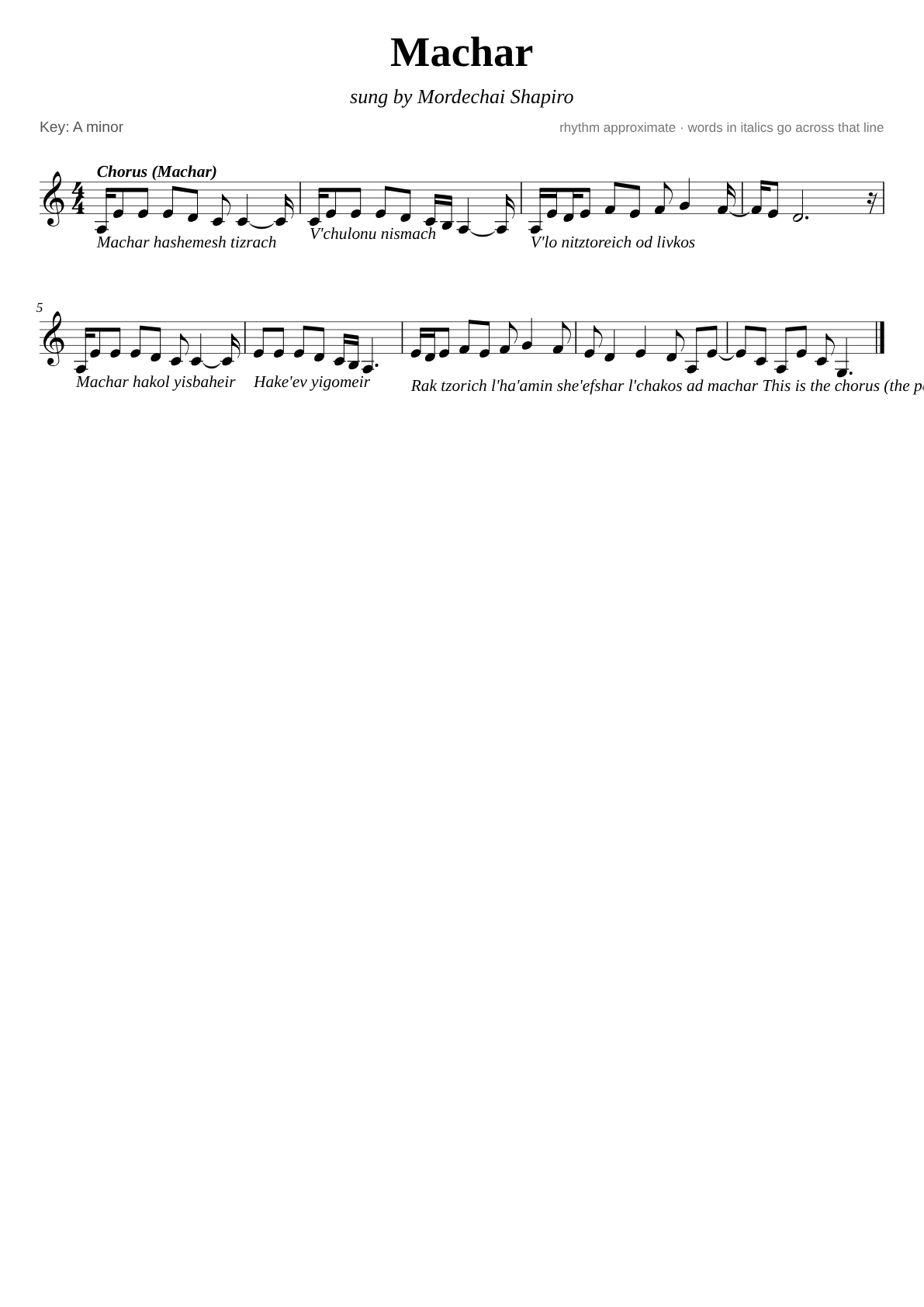 Machar sheet music page 1