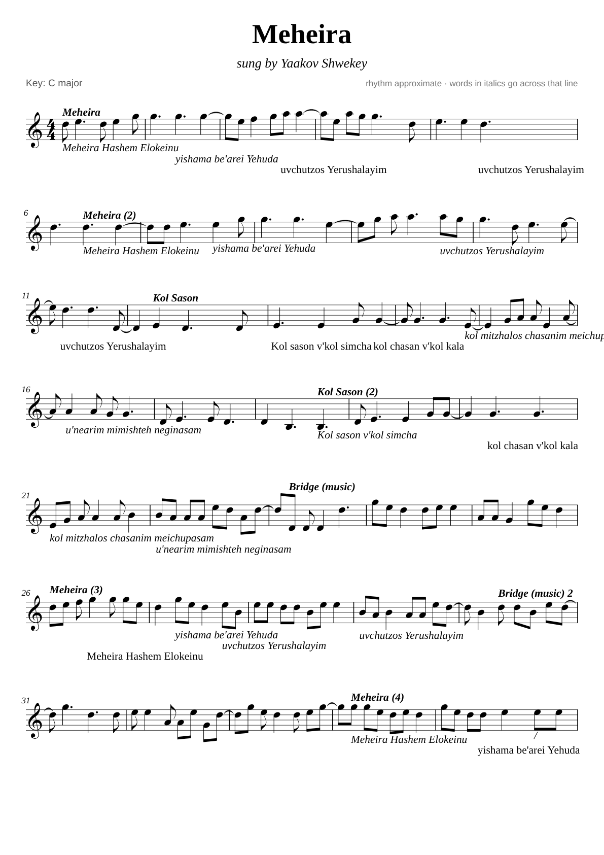Meheira sheet music page 1