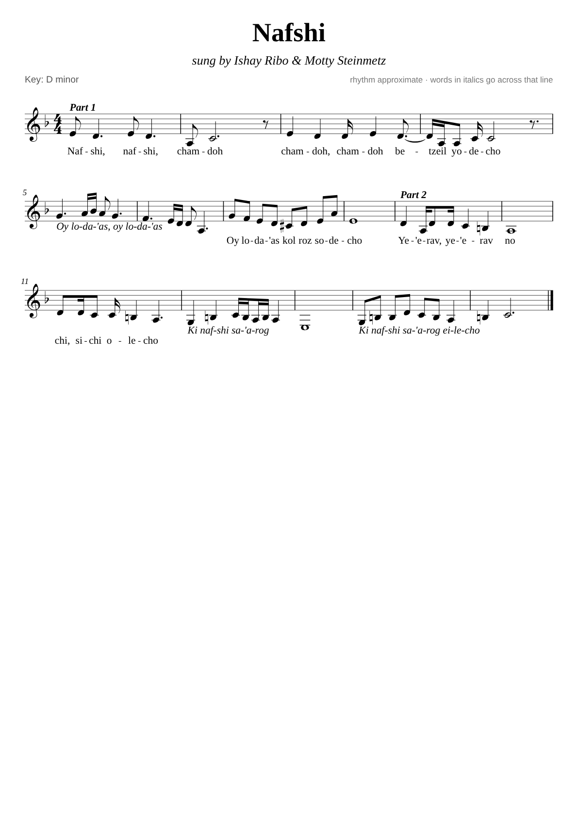 Nafshi sheet music page 1