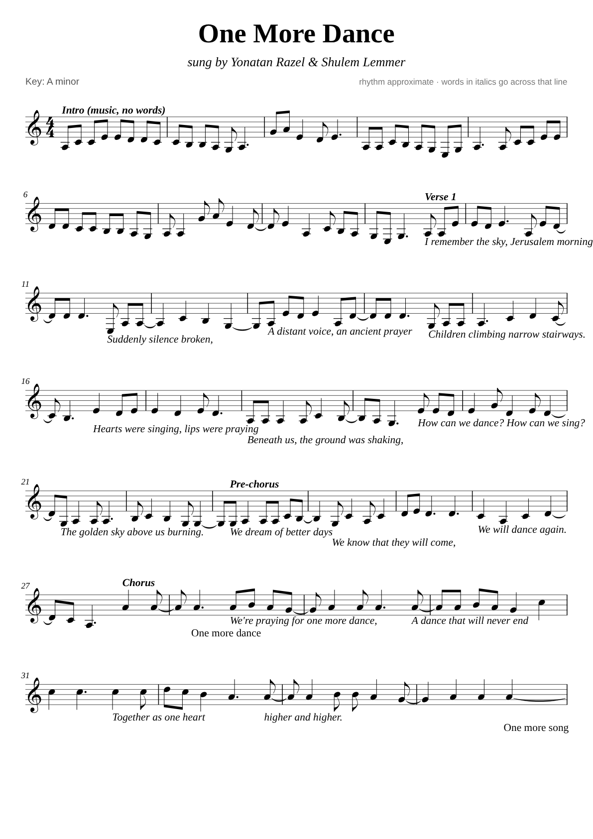One More Dance sheet music page 1