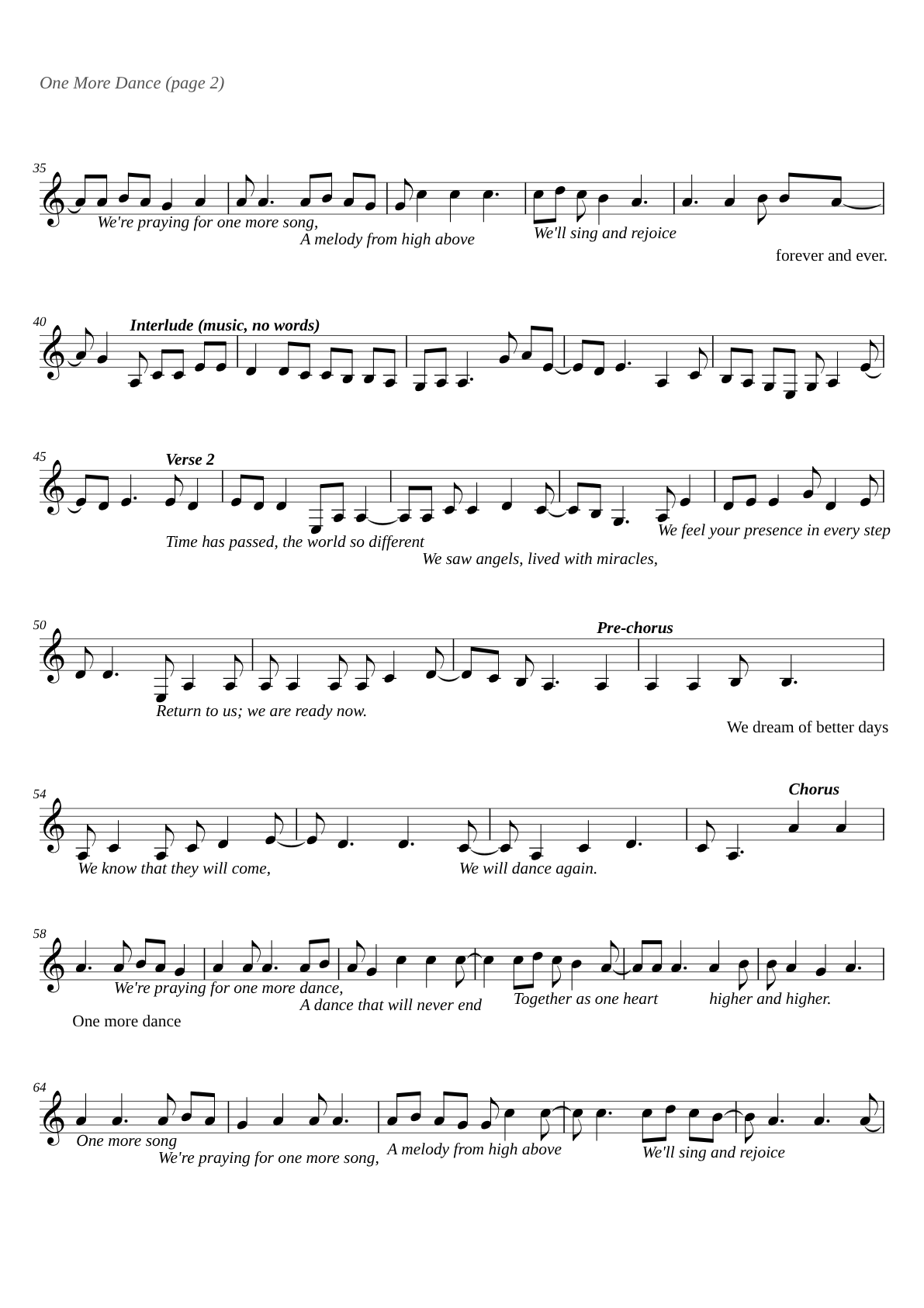One More Dance sheet music page 2