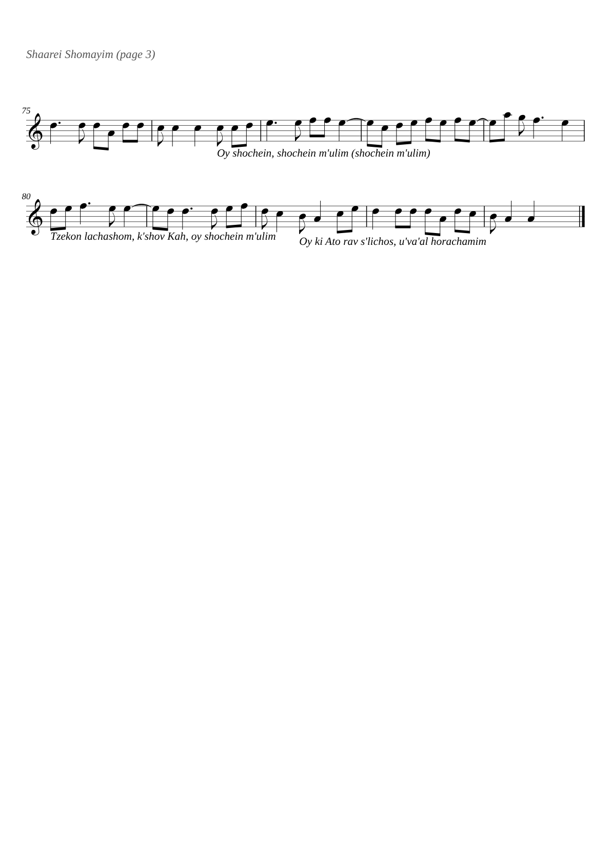 Shaarei Shomayim sheet music page 3