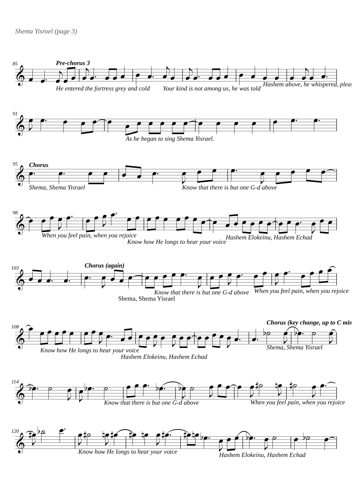 Shema Yisroel sheet music page 3