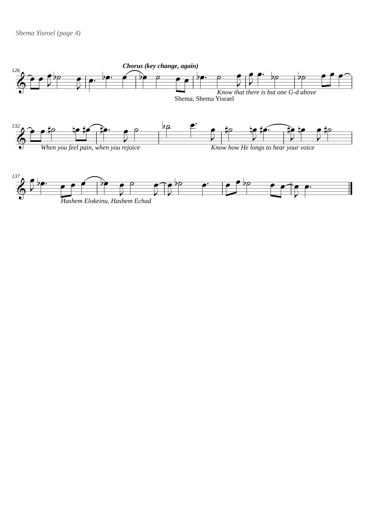 Shema Yisroel sheet music page 4