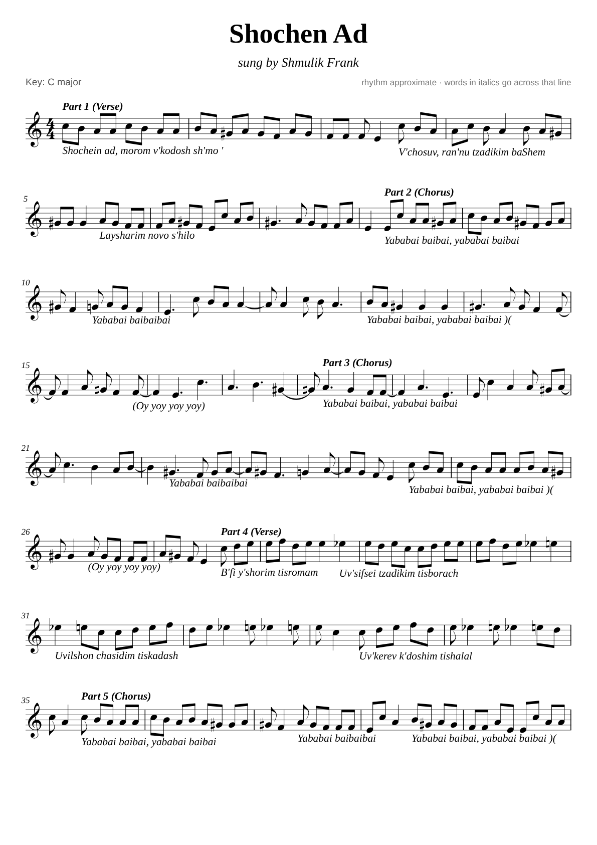 Shochen Ad sheet music page 1