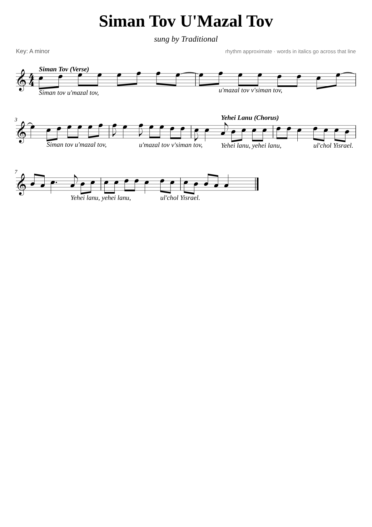 Siman Tov U'Mazal Tov sheet music page 1