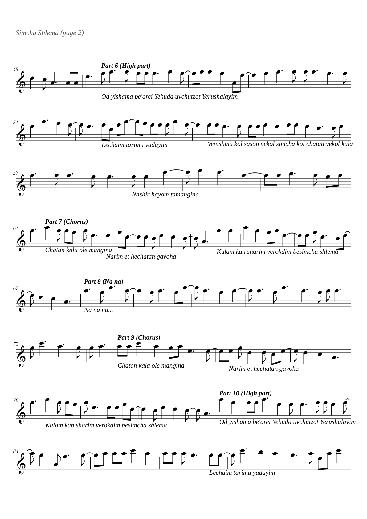 Simcha Shlema sheet music page 2