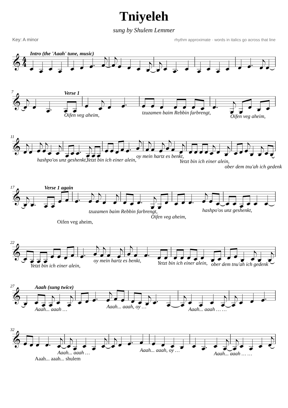 Tniyeleh sheet music page 1