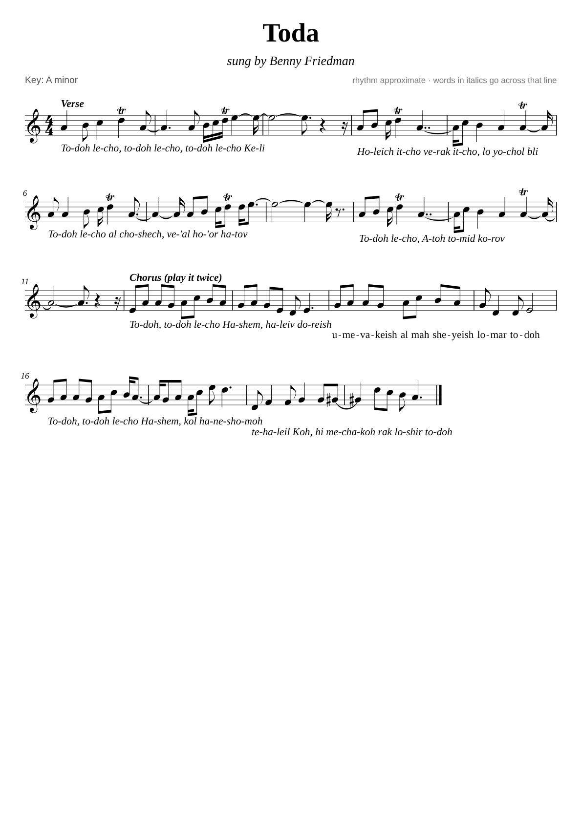 Toda sheet music page 1