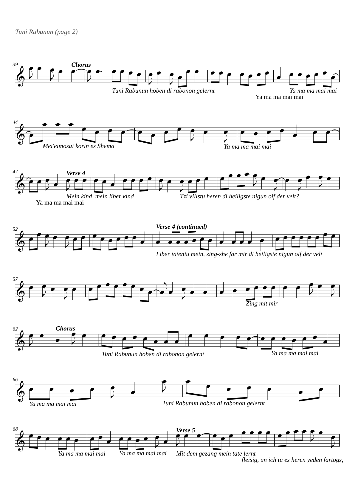 Tuni Rabunun sheet music page 2