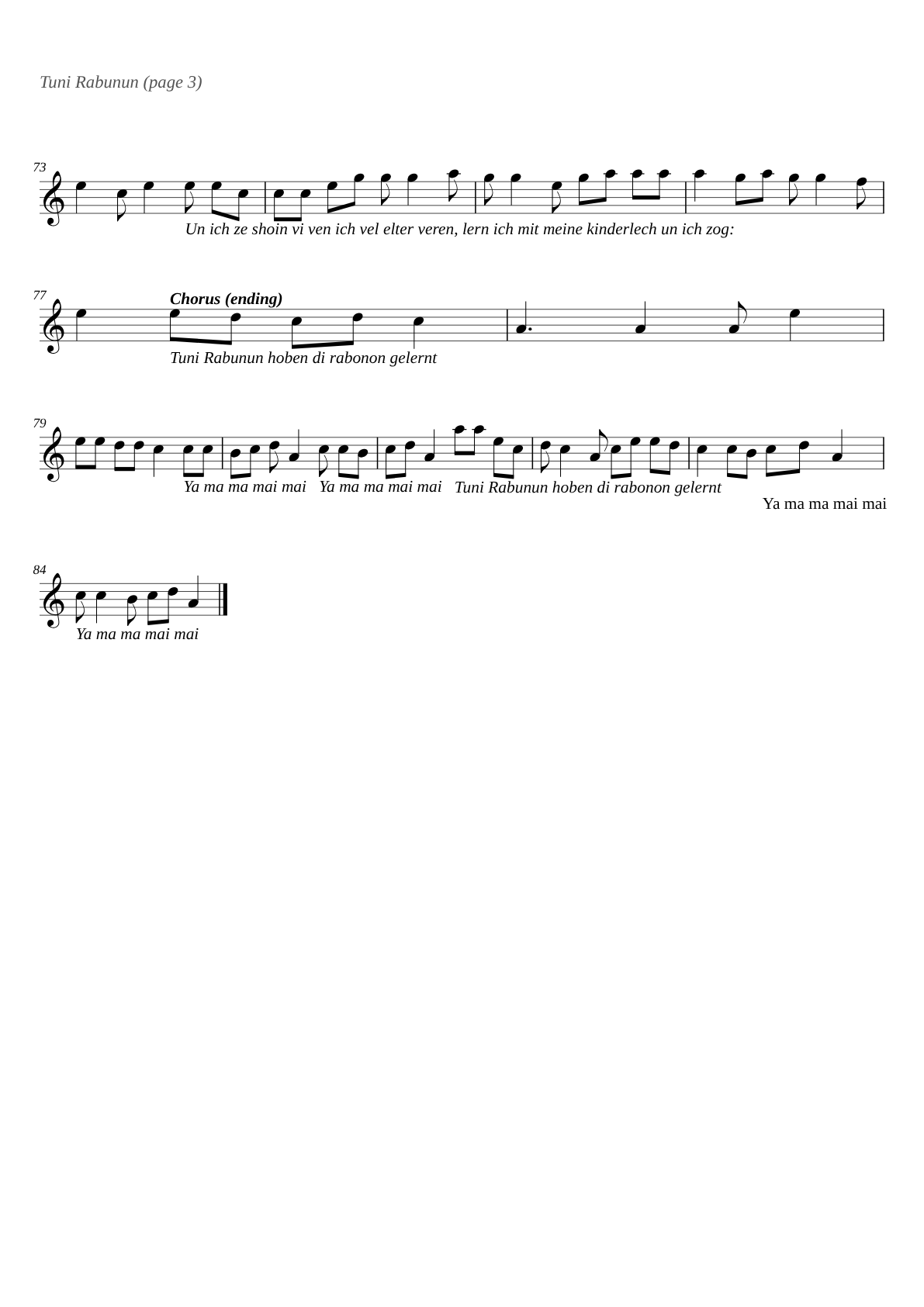 Tuni Rabunun sheet music page 3