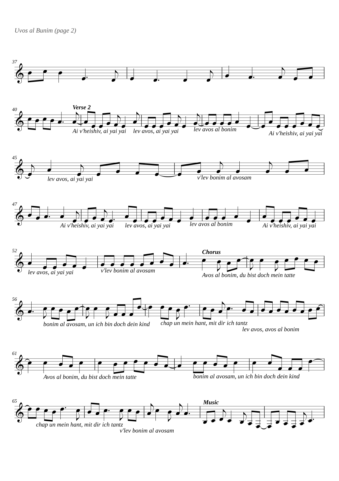 Uvos al Bunim sheet music page 2