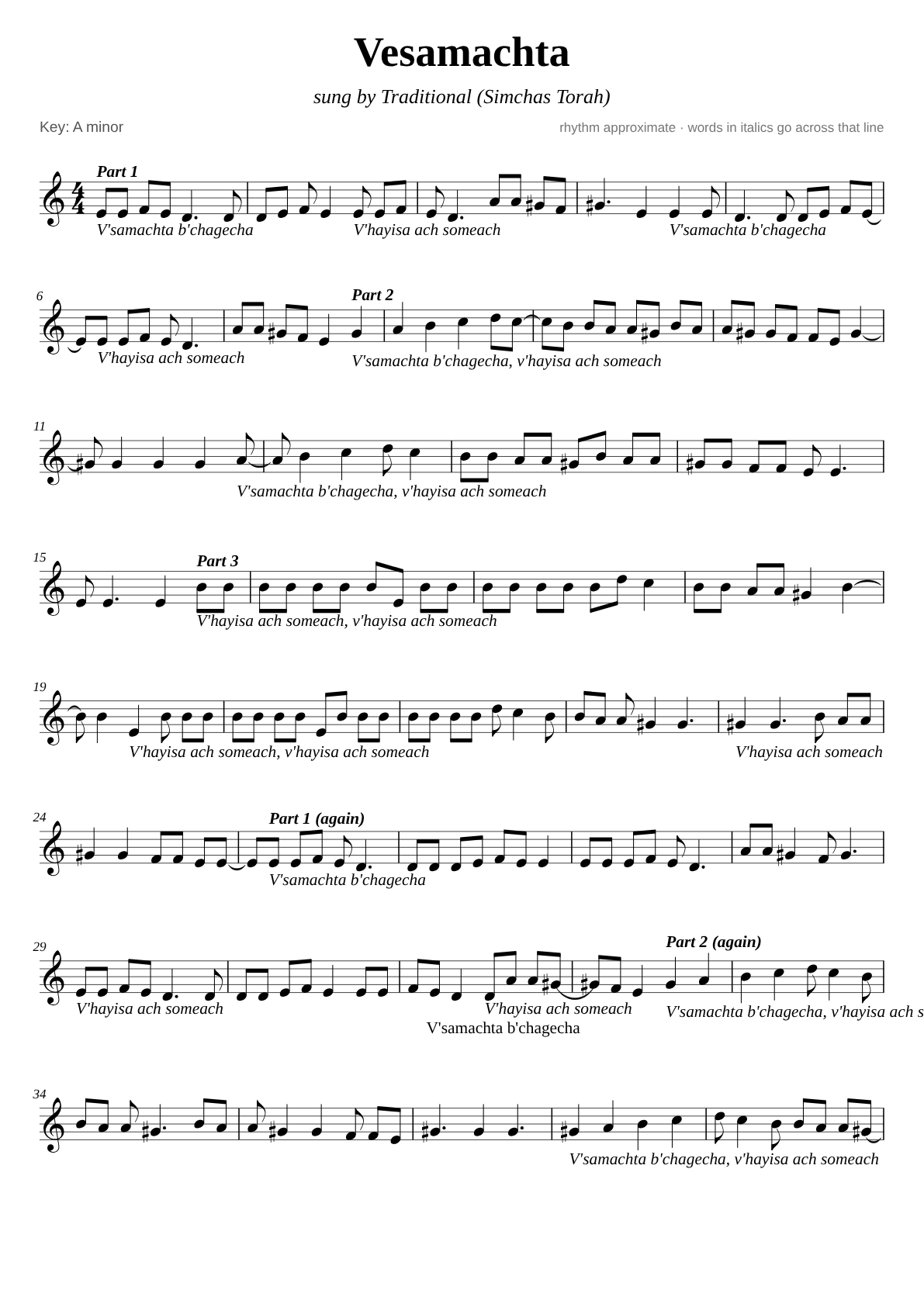 Vesamachta sheet music page 1