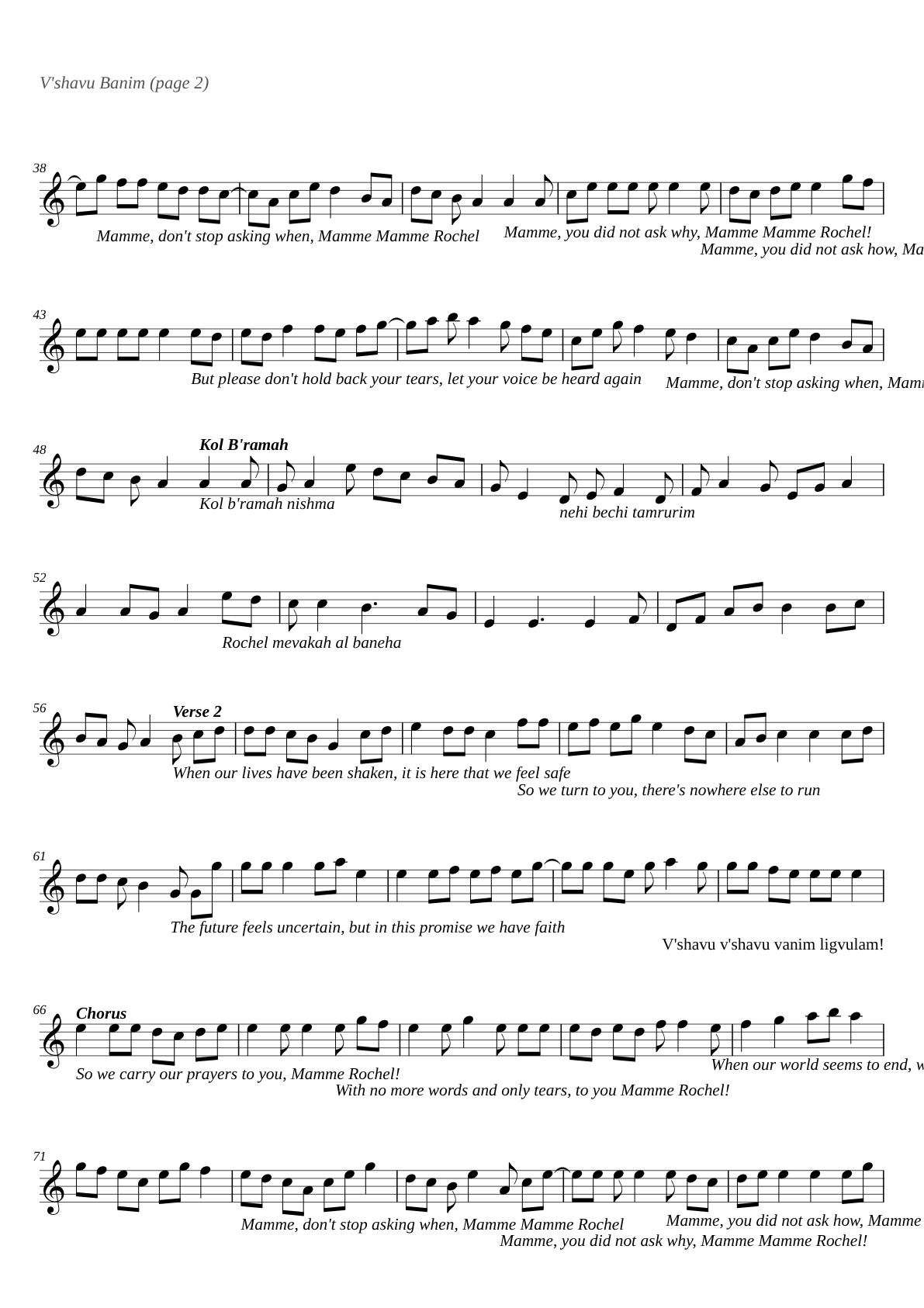 Vshavu Banim sheet music page 2