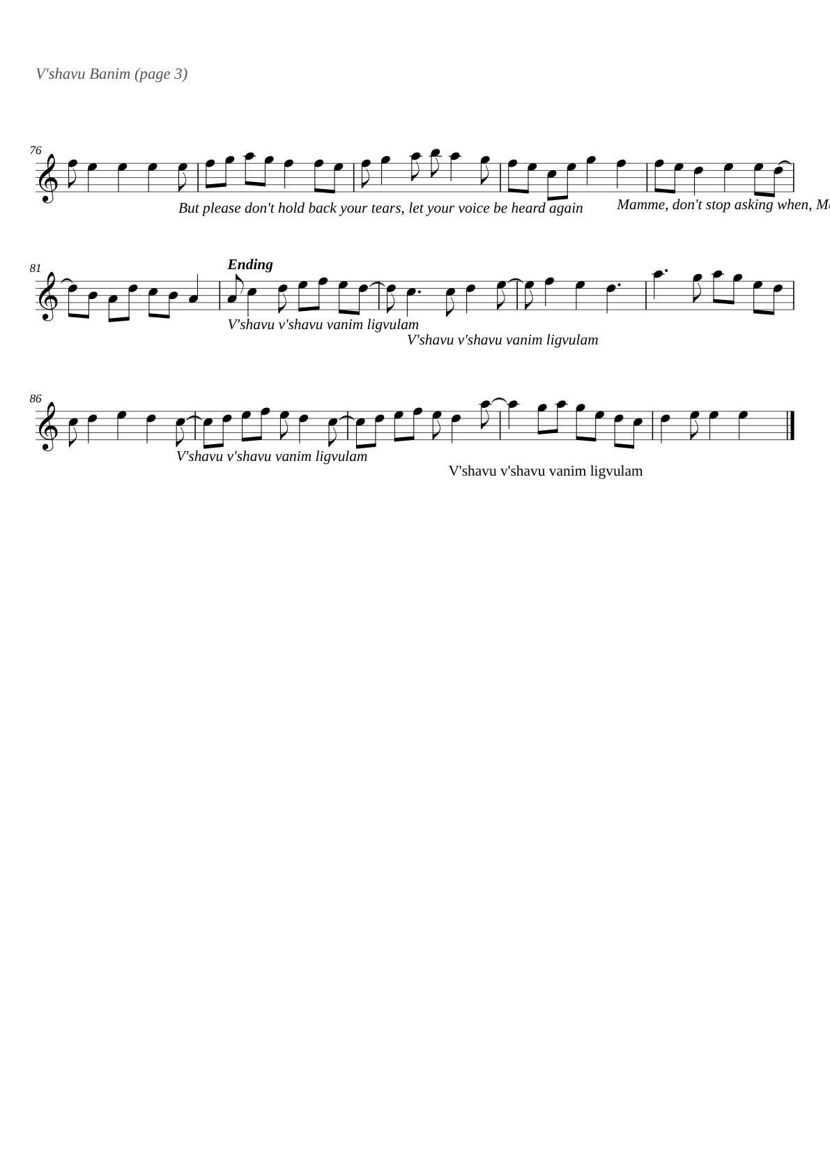 Vshavu Banim sheet music page 3