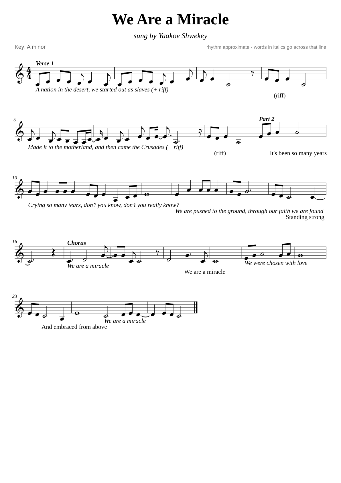 We Are A Miracle sheet music page 1