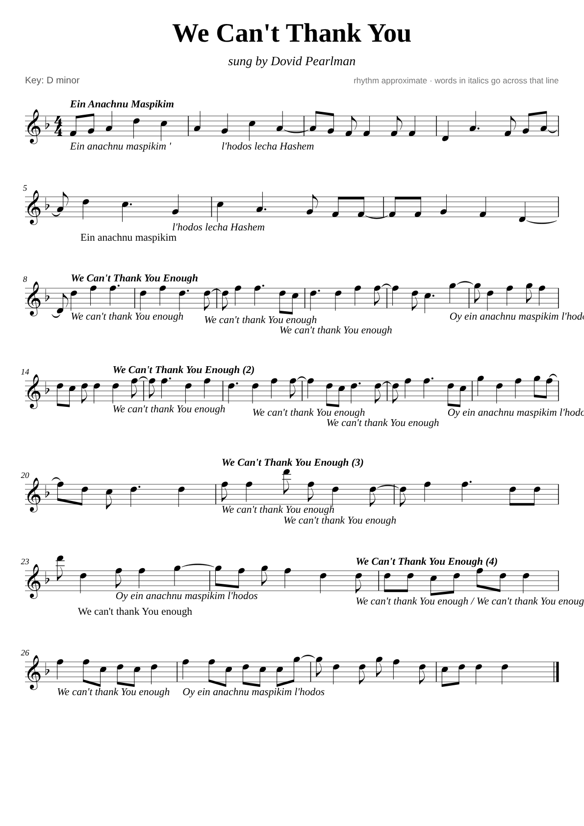 We Can't Thank You Enough sheet music page 1