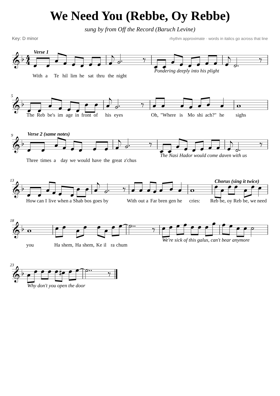 We Need You sheet music page 1