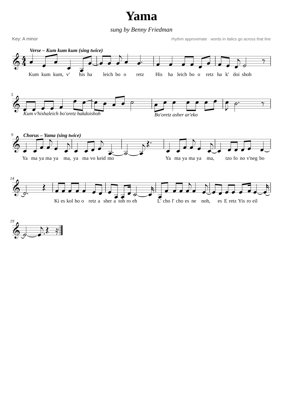 Yama sheet music page 1