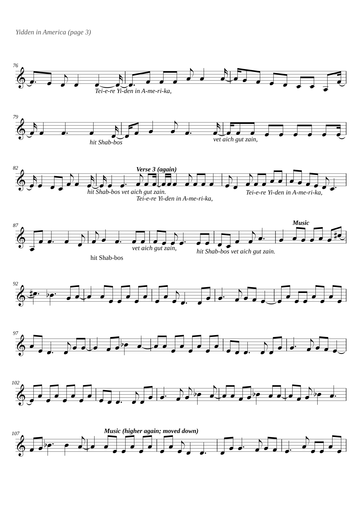 Yidden in America sheet music page 3