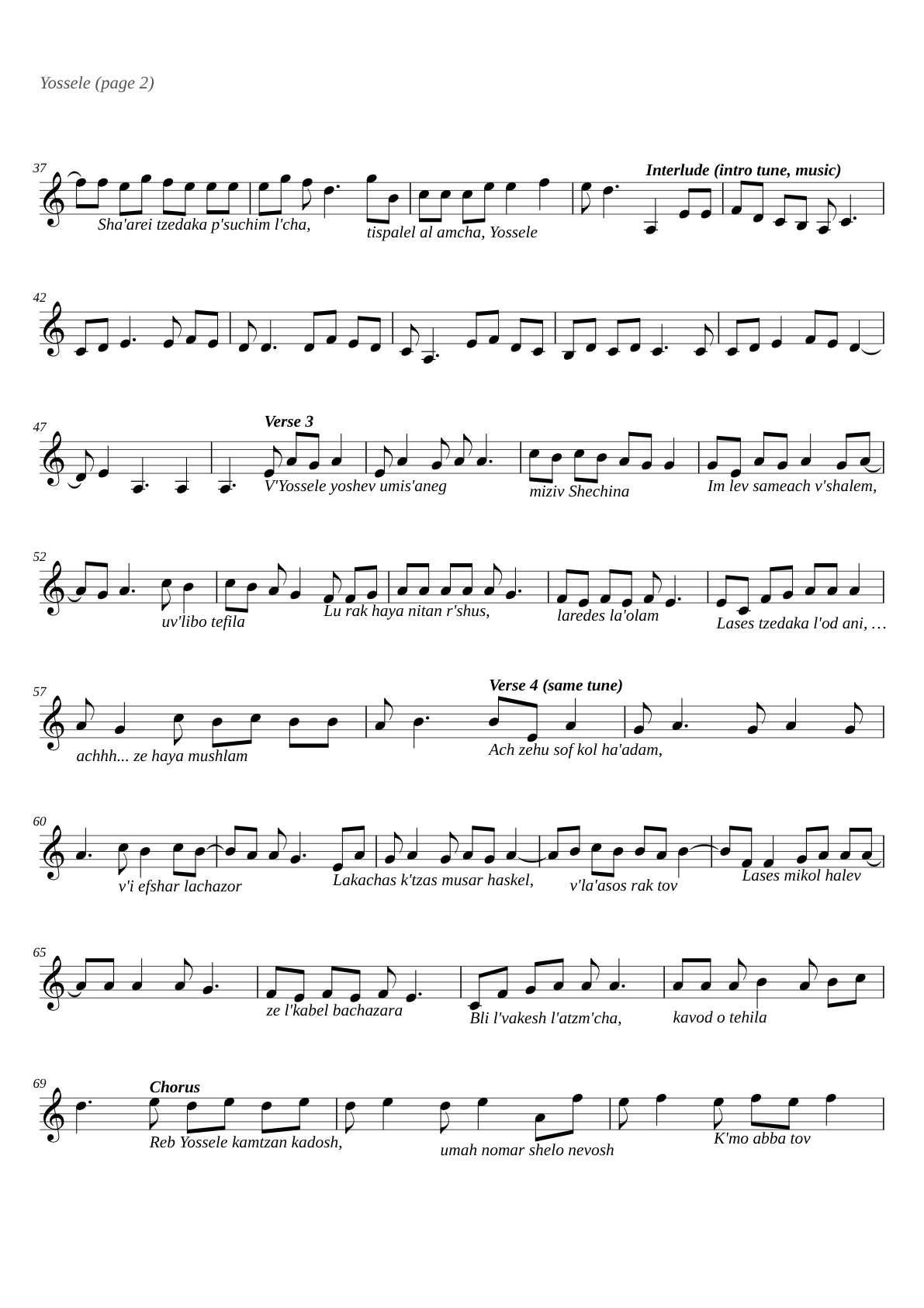 Yossele sheet music page 2