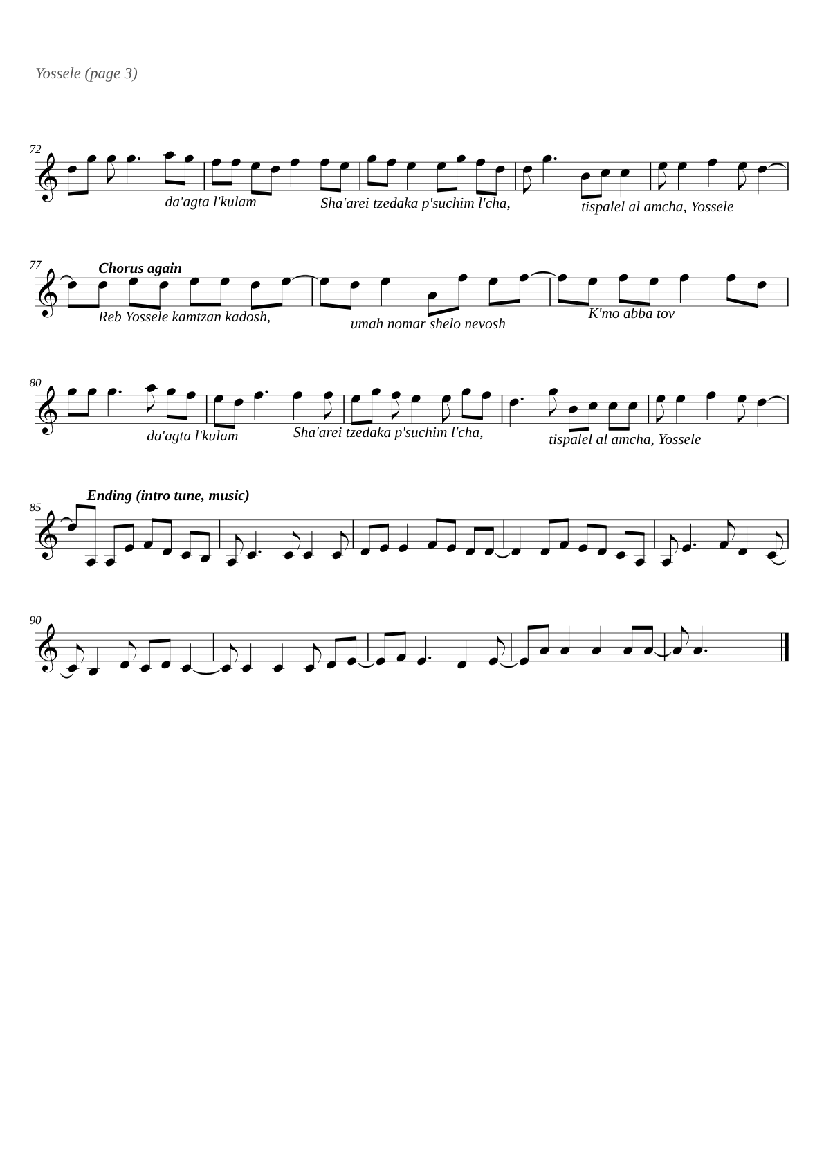 Yossele sheet music page 3